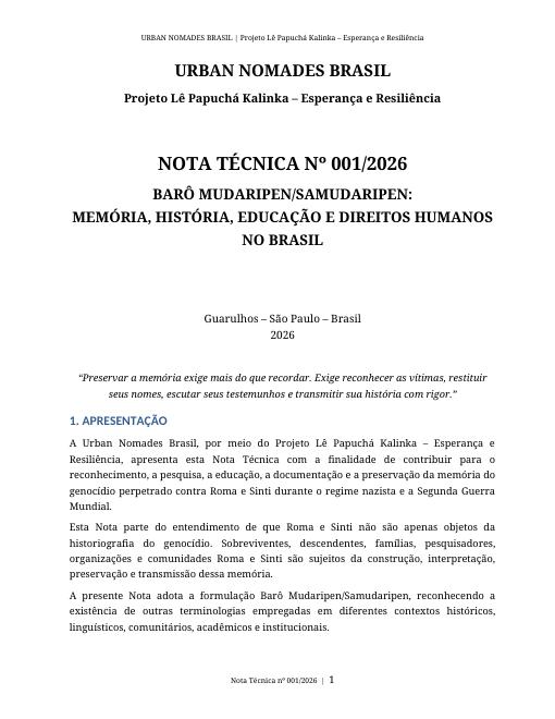 Capa — Barô Mudaripen/Samudaripen: memória, história, educação e direitos humanos no Brasil