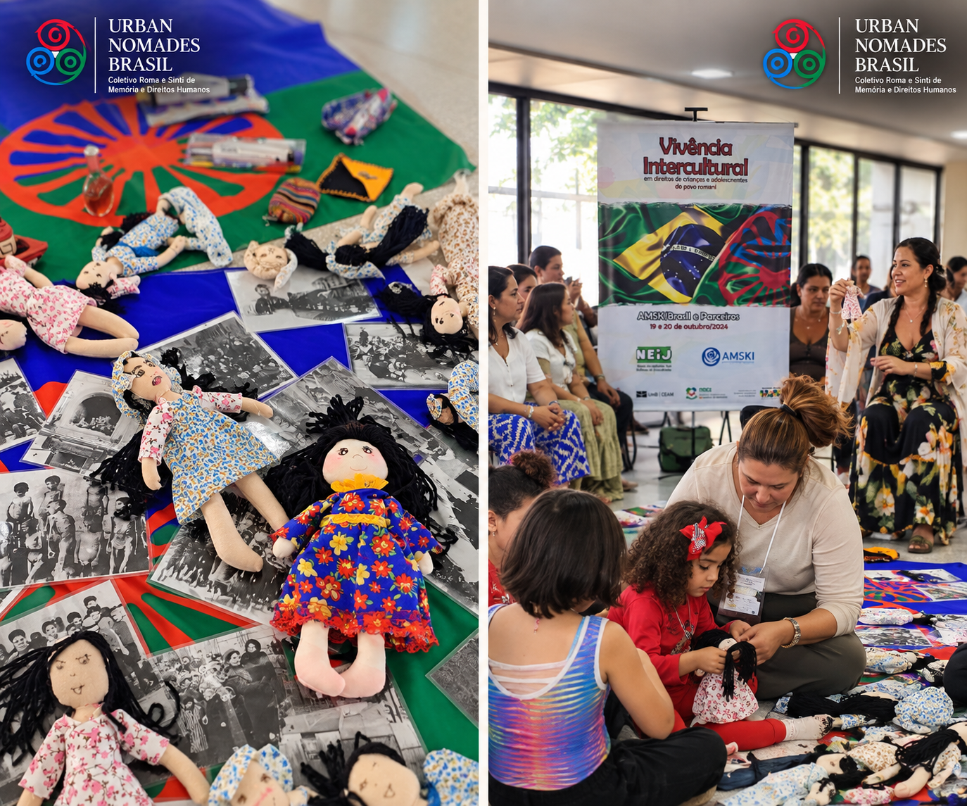 Bonecas de pano e registros históricos reunidos durante a atividade do Lê Papuchá Kalinka.